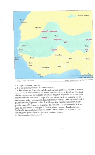 Carte de l'empire Songhaï au XVIe siècle, de Tombouctou à Agadès