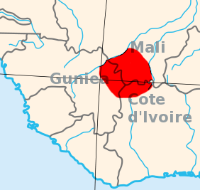 Carte de l'Empire du Wassoulou de Samori Touré à son extension maximale